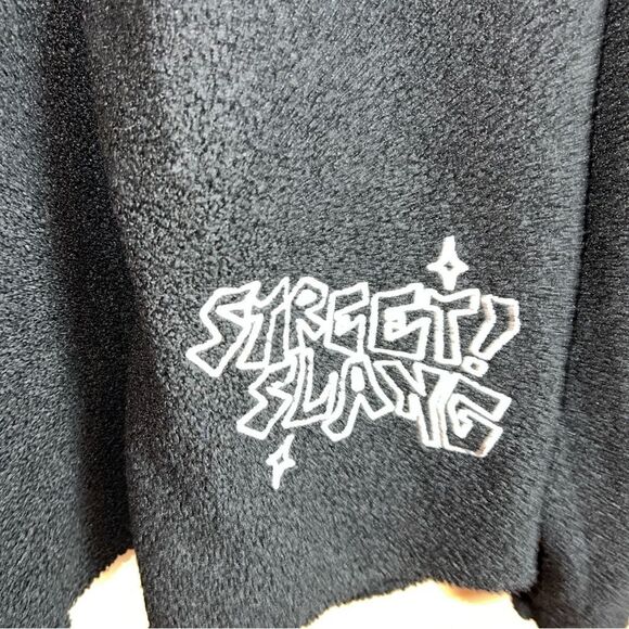 Zara Black Embroidered Faux Shearling Streetwear Utility Overshirt Size L/XL - Picture 9 of 16